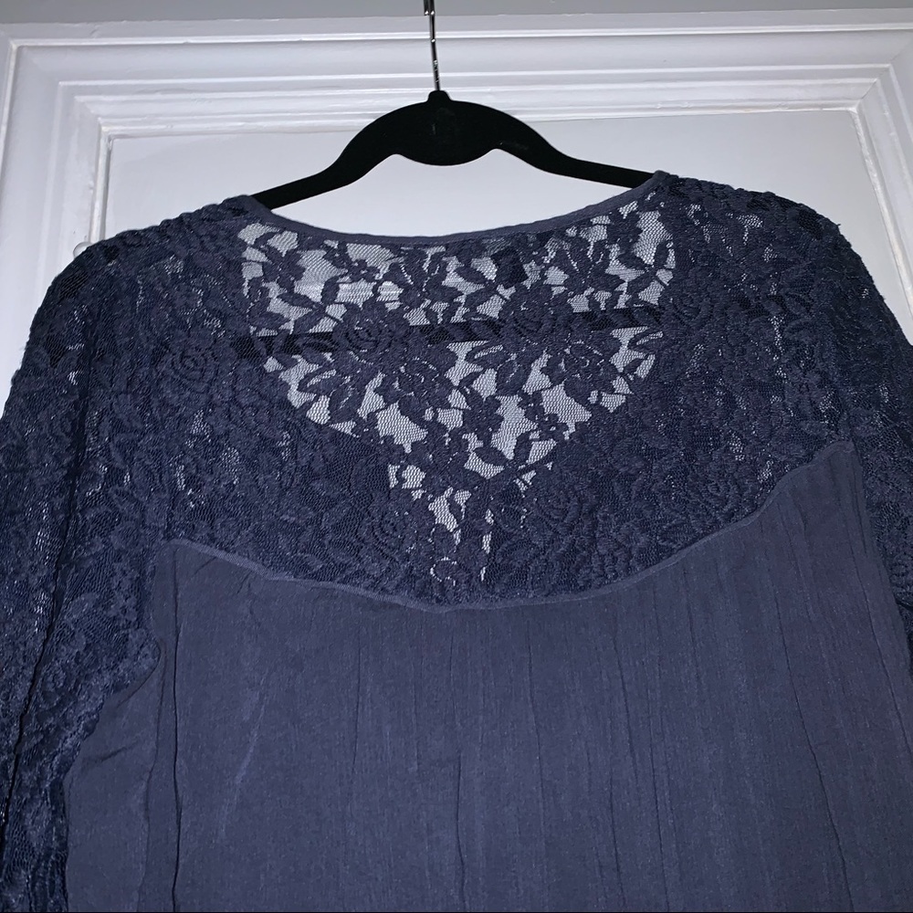 American Eagle Bell Sleeve Peasant Blouse Blue Lace Shirt NWOT - Picture 11 of 11